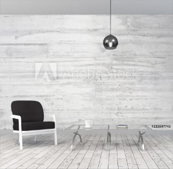 Picture of Gray concrete rough wall with wooden veining background